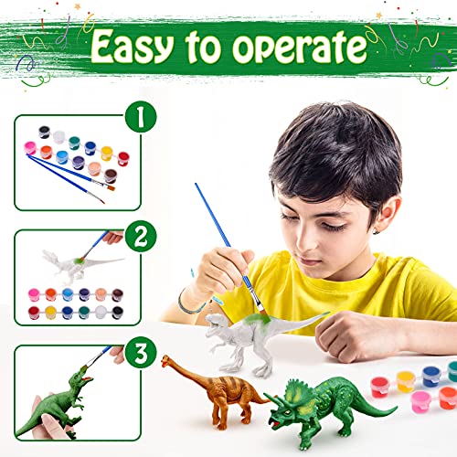 Gemeer 75 Piezas Dinosaurios Juguetes, Kit de Pintura de Dinosaurios para niños Pintar Dinosaurios, Manualidades, Figuras de Dinosaurios Juguetes para 4 5 6 7 8 9 Niños