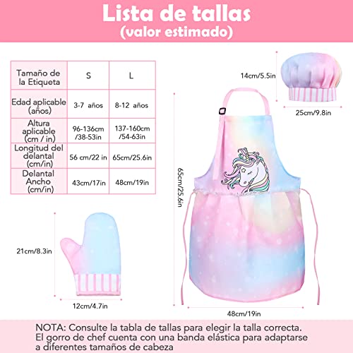 Gemeer Trajes de Cocina y Horneado para Niños 34 Juegos, Incluidos Delantales, Gorros de Chef, Guantes y Disfraces para Niños, Rosa Disfraces de Chef, Juegos de rol Profesionales 8-12 Años