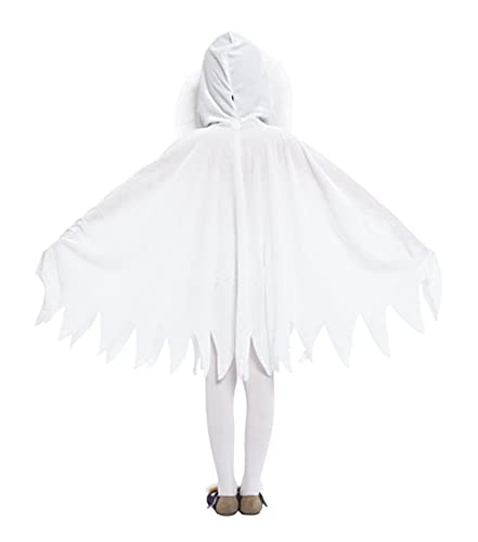 GEMVIE Disfraz de Fantasma Niña,Disfraz de Halloween Ghost blanco capa con capucha,Disfraz de Cosplay de Fiesta de Halloween y Carnaval (3-4 años)