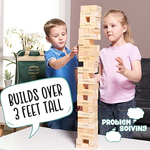 Giant Tumble Tower - Jaques de Londres - Incluye Bolsa de Lona. Grandes Juegos de jardín para Adultos y Juguetes para niños. Juguetes de Madera de Tumble Tower de Mayor y Menor tamaño Disponibles.