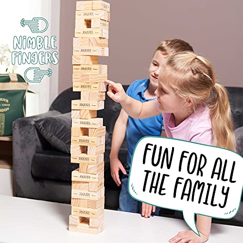 Giant Tumble Tower - Jaques de Londres - Incluye Bolsa de Lona. Grandes Juegos de jardín para Adultos y Juguetes para niños. Juguetes de Madera de Tumble Tower de Mayor y Menor tamaño Disponibles.