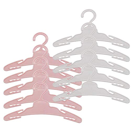 GIVBRO Perchas de ropa para muñecas de 18 pulgadas, accesorios para ropa de muñeca, ropa de decoración, organizador rosa y blanco, 10 unidades