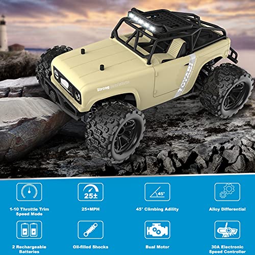 GizmoVine 45 KM/H Coche teledirigido todo terreno, 4WD Coche RC eléctrico 60 minutos de autonomía, coches de carreras Buggy, regalo para niños y adultos