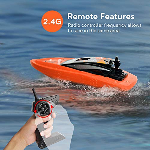 GizmoVine Barco Teledirigido RC Barco Alta Velocidad de 2.4 GHz ,1 Batería,Juguetes Electronico para Niño Niña Juegos en Bascula Baño y Piscina(Naranja)