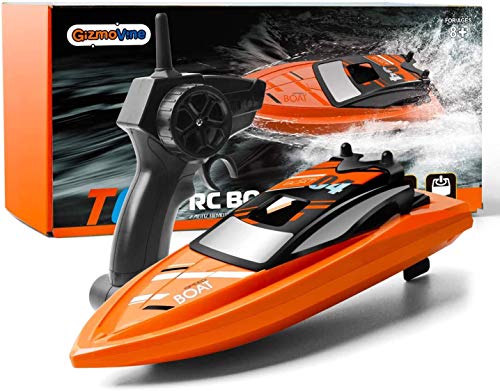 GizmoVine Barco Teledirigido RC Barco Alta Velocidad de 2.4 GHz ,1 Batería,Juguetes Electronico para Niño Niña Juegos en Bascula Baño y Piscina(Naranja)