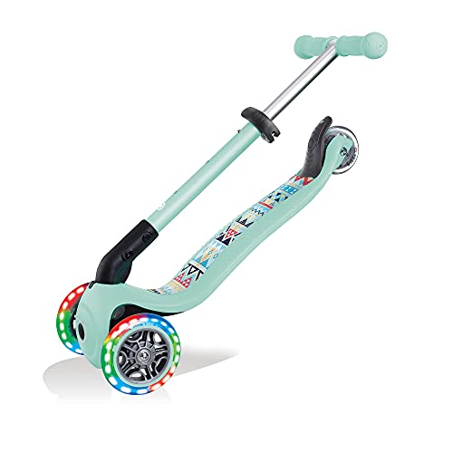 Globber Scooter de 3 ruedas para niños de 2 años, plegable, con asas ajustables, ruedas LED, Globber ofrece 2 años de garantía en todos los scooters