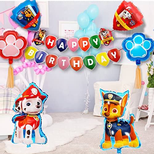 Globos de Patrulla Canina para Cumpleaños Infantiles, Animal Dog Foil Balloons, Juego de Decoración de Cumpleaños, Número 3 Helio Balloon, Pancarta de Feliz Cumpleaños, para Niños, 8 Piezas