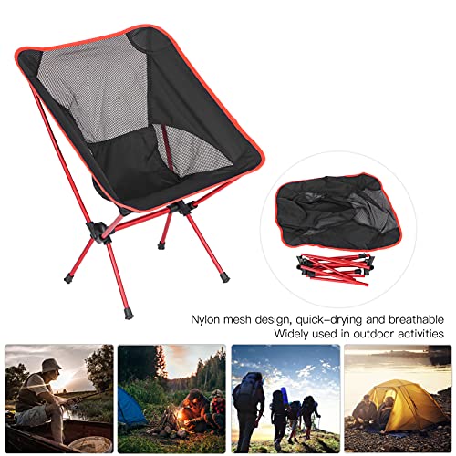 GOEI Silla Portátil, Silla para Acampar Al Aire Libre Estructura de Aluminio Secado Rápido Fácil Almacenamiento con Bolsa de Almacenamiento para Barbacoa para Pescar para Acampar(Gran Rojo)