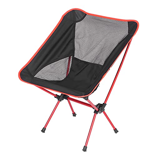 GOEI Silla Portátil, Silla para Acampar Al Aire Libre Estructura de Aluminio Secado Rápido Fácil Almacenamiento con Bolsa de Almacenamiento para Barbacoa para Pescar para Acampar(Gran Rojo)