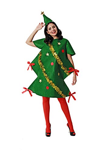 Gojoy shop-Disfraz de Árbol de Navidad para Mujeres y Hombres Navidad Carnaval (Contiene Diadema,Vestido y Mochila de Cuerdas Talla Unica)