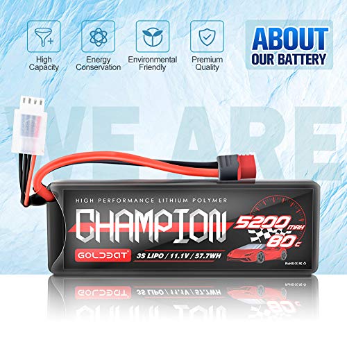 GOLDBAT 3S Lipo 5200mAh 80C 11.1v RC Lipo Batería Hardcase Pack con Enchufe T para RC Car Truggy Truck Buggy, Evader Bx Auto LKW, RC Hubschrauber, RC Flugzeug Upgrade