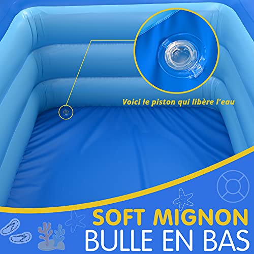 GOLDGE - Piscina hinchable para niños, rectangular, 210 x 135 x 55 cm, para jardín y exterior, autoinflable