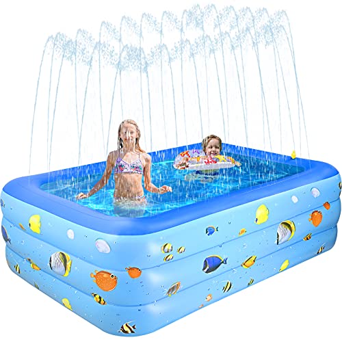 GOLDGE - Piscina hinchable para niños, rectangular, 210 x 135 x 55 cm, para jardín y exterior, autoinflable