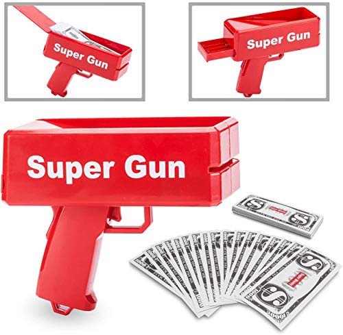 GOODS + GADGETS Super Money Gun Juguete de dinero, pistola de fiesta, revólver de billetes falsos para Supreme Fun