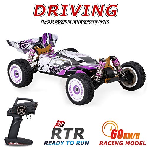 GoolRC Wltoys 124019 Coche de Carreras de Alta Velocidad 60 km / h 1/12 2,4 GHz Coche RC Off-Road Drift Car RTR 4WD con Chasis de Aleación de Aluminio Engranaje de Aleación de Zinc (3 Batería)