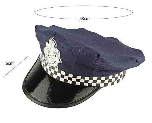 Gorra de Policía para Adultos, Sombrero para Disfraces de Policía, Tamaño único, Accesorios para Cosplay de Policía (Azul)