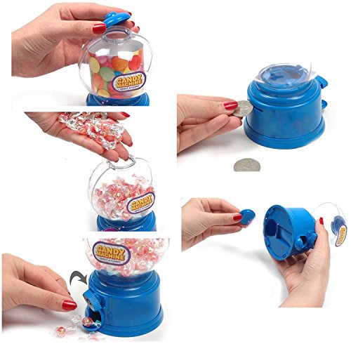 Gosear Mini Máquina Expendedora de Habas de Jalea Chicles Gomitas Azúcar Caramelo de Gumball/Dispensador de Snack para Novedad Fiesta Cumpleaños Regalo Juguetes para Niños,Azul