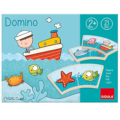 Goula- Dominó Oscar en el Mar - Juego de mesa dominó de madera con ilustraciones de animalitos del mar a partir de 2 años