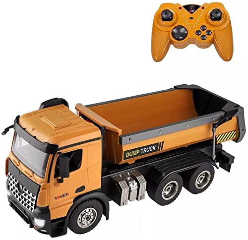 GSQGJ 1/14 RC Dump Truck Simulación Control Remoto Vehículo de Transporte de 6 Ruedas con Luces LED 2.4Ghz Todo Terreno Monster Truck Tractor Dump Car Toy para Adultos y niños (Tamaño: 3 paq