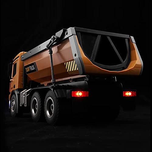 GSQGJ 1/14 RC Dump Truck Simulación Control Remoto Vehículo de Transporte de 6 Ruedas con Luces LED 2.4Ghz Todo Terreno Monster Truck Tractor Dump Car Toy para Adultos y niños (Tamaño: 3 paq