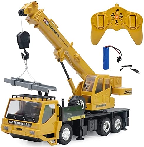 GSQGJ RC Crane Control Remoto Car Engineering Truck 2.4G Electric RC Car Recargable Grúa de ingeniería de elevación con Luces y música Todo Terreno Off Road Monster Truck Toy para Adultos y