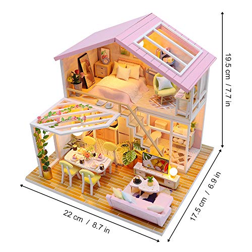 GuDoQi Casa en Miniatura con Música para Construir, Casa de Muñecas en Miniatura, Kit de Manualidades DIY, Regalos Hechos a Mano para Cumpleaños y Navidad