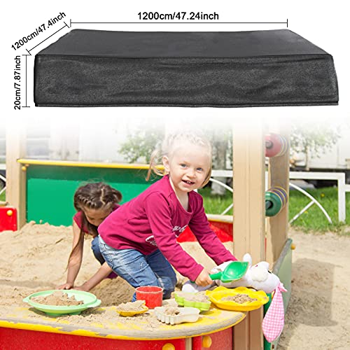 GuKKK Arenero Cubierta, 120 x120 cm Impermeable Funda Arenero, Cubierta para Arenero Infantil con Cordón, Cuadrado Funda de Tela Oxford Plegable, Toldo de Arena Protector Impermeable Arenero