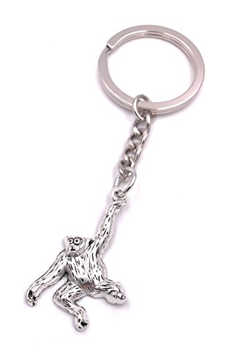 H-Customs Mono Gorila Chimpanzee Keychain Colgante de Metal Plateado