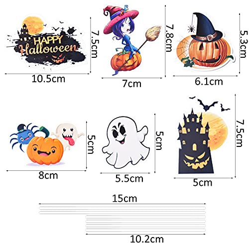 Halloween Cupcake Toppers simyron 6pcs Halloween cake Wrappers Decoración Halloween Spider Pumpkin Ghost Mano Pastel Decoraciones Suministros