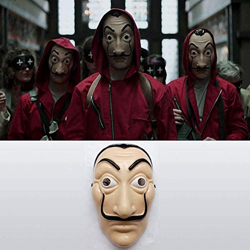 Halloween Hot Dali Money Heist The Paper House La Casa De Papel Disfraz Máscara de látex Máscara facial (2 piezas)