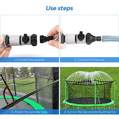 HALOVIE Aspersor Trampolín Set, Rociador de Trampolín Aspersor para Parque Acuático de Trampolín Manguera de Parque Acuático Cama Elástica de Jardín al Aaire Libre Verano para Niños Niñas