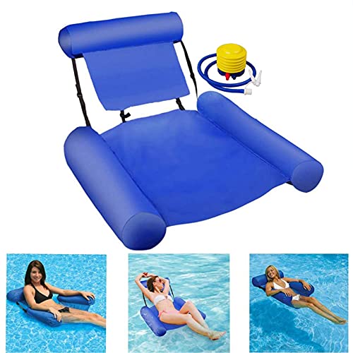 Hamaca Flotante de Agua Piscina Flotador SalóN con Bomba de Aire, Silla de Fila Flotante Plegable Inflable de Verano Piscina de Playa,Naranja