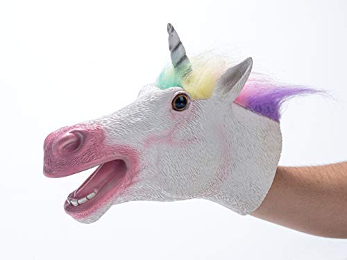 Hanzwa Animal Juguete Marioneta de Mano,Goma Blanda Cabeza de Unicornio Realista