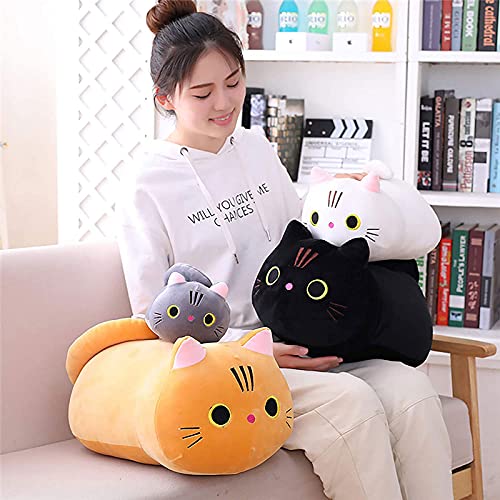 Hao-zhuokun Peluches de Felpa para Gatos,Lindas Almohadas de Juguete de Felpa de Gato Negro,Almohada Creativa Forma de Gato para Hora de Siesta de Oficina,Almohadas para muñecas de Animales