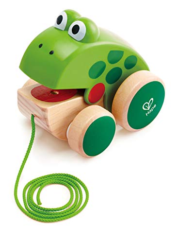 Hape Rana de Arrastre, Rana de Madera que Come Moscas Juguete para Pasear para Niñas y Niños pequeños, Colores Vivos