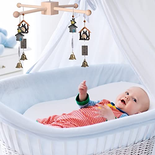 Hapivida Cuna de Bebé Móvil Campanas de Viento de Madera Soporte de Campana de Cama de Bebé, Soporte de Madera para Cuna Kit de Campanas de Viento Campanas de Cama de Bebé