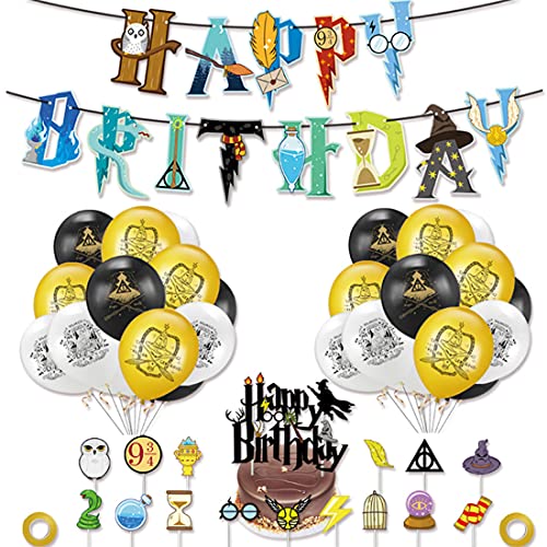 Harry Potter Cupcake Toppers - Tomicy Mago Decoracion Inspired de Fiesta Wizard Cumpleaños Globo Decoracion Cupcake Toppers de Fiesta Mago Estandarte de Cumpleaños (39pcs)