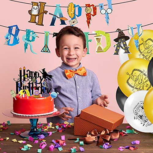 Harry Potter Cupcake Toppers - Tomicy Mago Decoracion Inspired de Fiesta Wizard Cumpleaños Globo Decoracion Cupcake Toppers de Fiesta Mago Estandarte de Cumpleaños (39pcs)