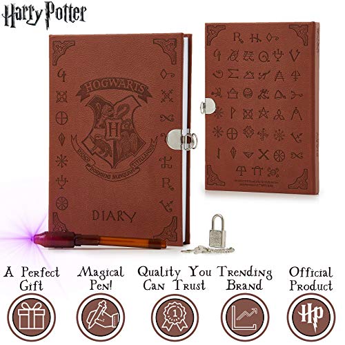 HARRY POTTER Diario Secreto Diario Secreto De Hogwarts con Candado y Llaves | Papelería Bonita para Niñas con Pluma Tinta Invisible | Regalos para Niñas o Niños