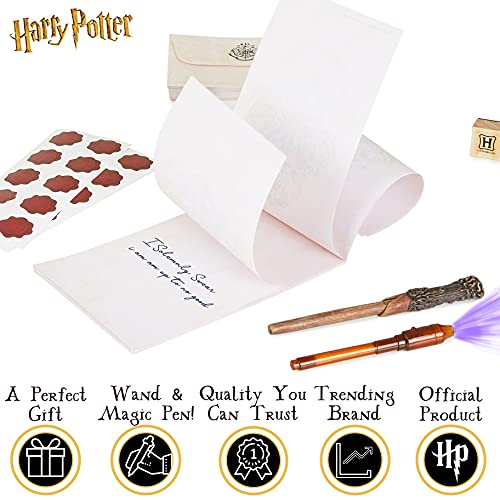 Harry Potter Set de Escritura, Papeleria Bonita con Cuaderno Sellos Sobres Papel Boligrafo Magico Pegatinas, Merchandising Oficial Regalos Para Niños Adolescentes Adultos