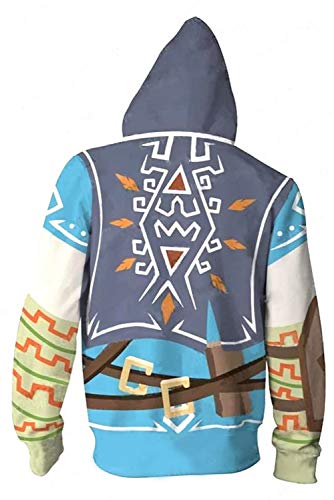 Harrypetter Link Sudadera con Capucha Adulto Disfraz de Cosplay de Juego Chaqueta con Capucha de Impresion 3D Camisa de Entrenamiento Azul, S