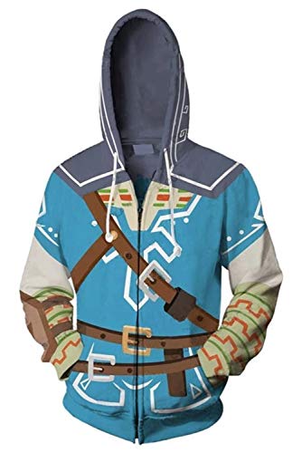 Harrypetter Link Sudadera con Capucha Adulto Disfraz de Cosplay de Juego Chaqueta con Capucha de Impresion 3D Camisa de Entrenamiento Azul, S