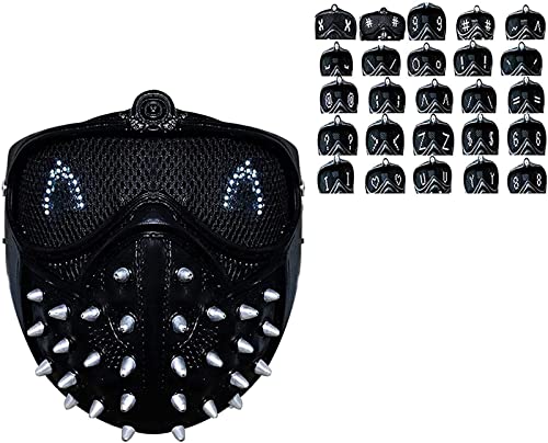 HCCTI Watch Dogs 2 Wrench Mask Marcus Legion LED Light Up 25 Expresión cambiable Máscara Brillante de Halloween para el Festival de Halloween Fiesta Cosplay Disfraz de Carnaval de Navidad