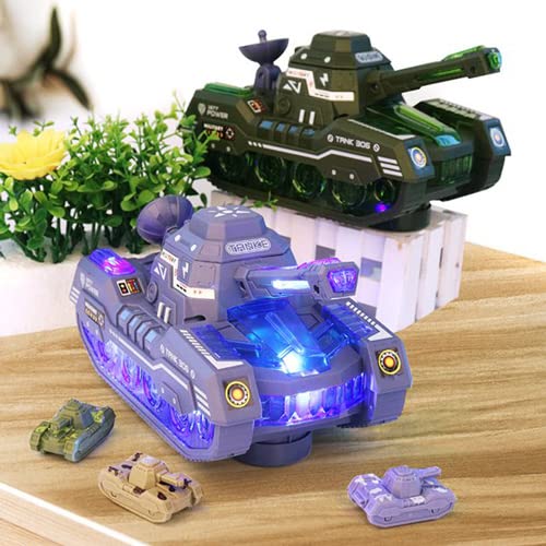 HEBXMF Juguete de tanque de batalla eléctrico de 360 ​​°, tanque de batalla eléctrico, vehículo de control remoto realista, disparos con luces, sonidos, RC, juguetes militares, coche, niños, niñas, re