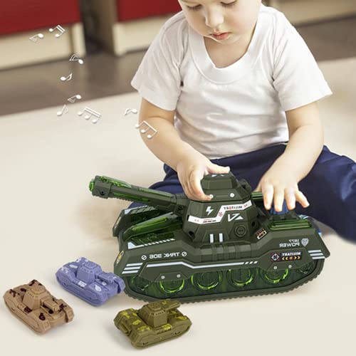 HEBXMF Juguete de tanque de batalla eléctrico de 360 ​​°, tanque de batalla eléctrico, vehículo de control remoto realista, disparos con luces, sonidos, RC, juguetes militares, coche, niños, niñas, re