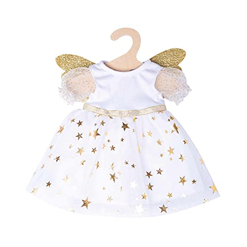 Heless 1152-Vestido para muñecas con diseño de ángel de la Guarda, con alas Diadema de Estrella, tamaño 28-35 cm, Color Blanco/Dorado (1152)