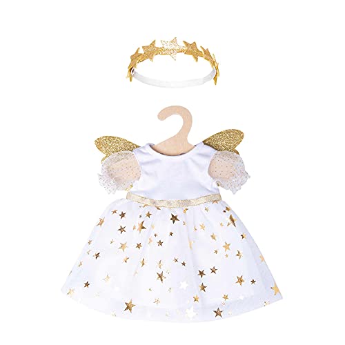 Heless 1152-Vestido para muñecas con diseño de ángel de la Guarda, con alas Diadema de Estrella, tamaño 28-35 cm, Color Blanco/Dorado (1152)