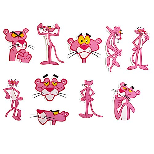 HENJIA PVC Impermeable de Dibujos Animados Pink Panther Girl Stickers Skateboard Guitarra Maleta Congelador Graffiti Sticker Kids Toy 10Pcs