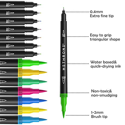 Hethrone Rotuladores Punta Pincel - 72 Colores Rotulador Doble Punta