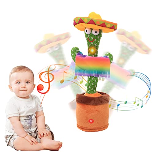 HICAS Cactus Bailarín,Juguete Cactus Dancing Cactus Toy con 120 Canciones En Inglés,Cactus Bailarin Español,Cactus Parlanchin,Juguete de Peluche Que Baila y Repite tu Voz